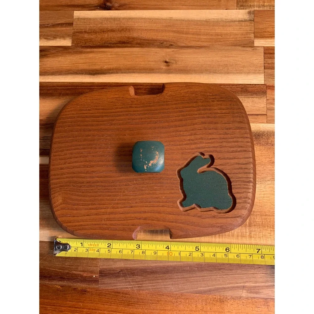 K. S. Lanam Co. Longaberger Wooden Rabbit Lid Tray Vintage Rare Retro